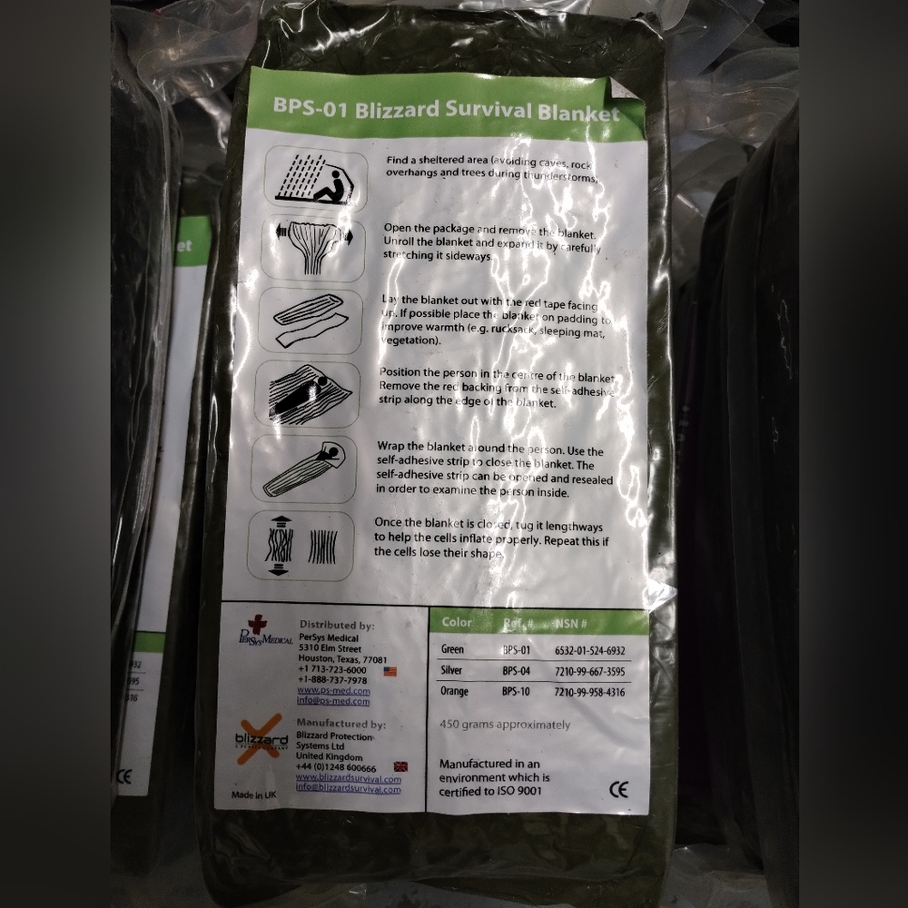 USGI Blizzard Survival Blanket Medical Hypothermia Prevention First Aid BPS-01